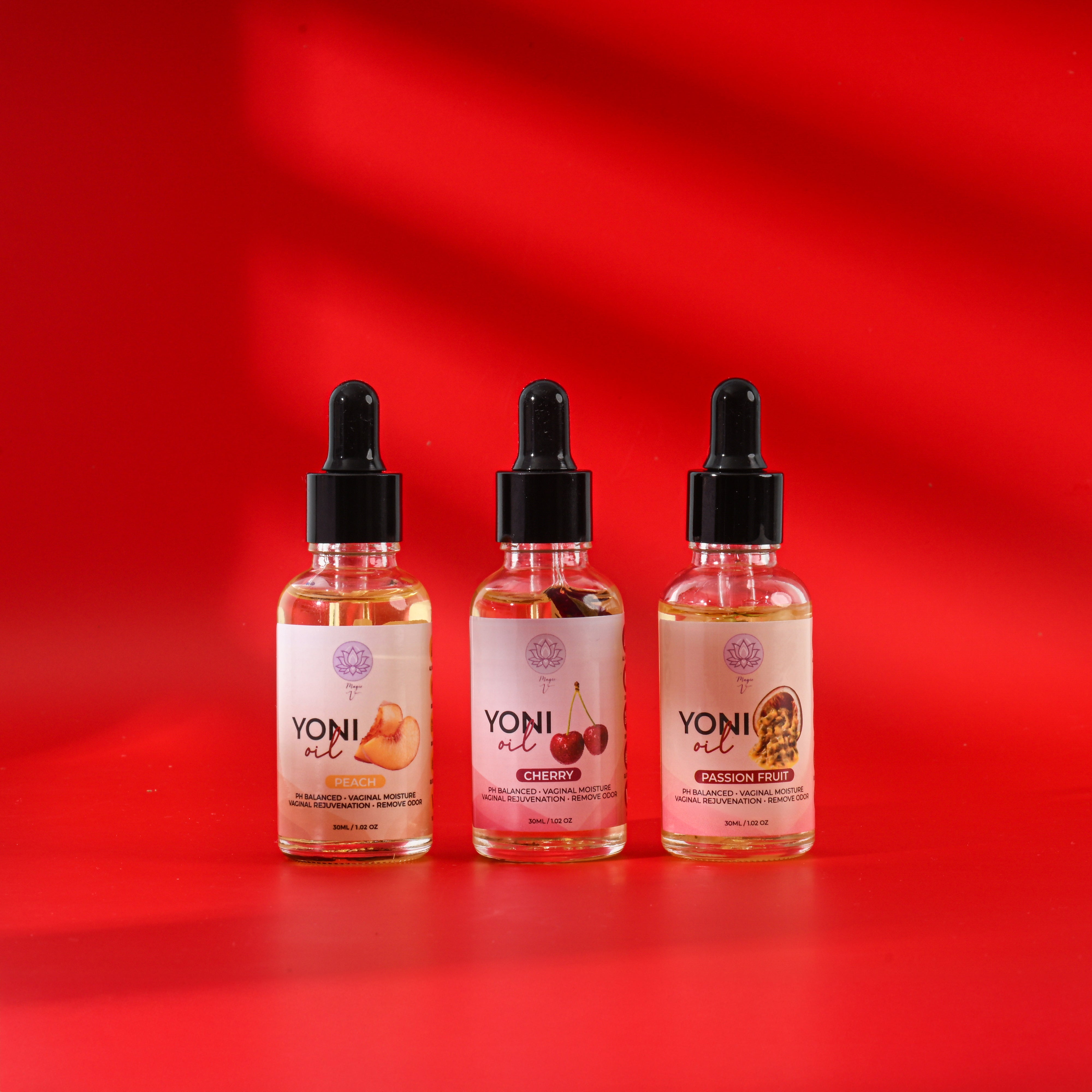 His Favorite Scents Bundle – Peach, Cherry & Passion Fruit Yoni Oils