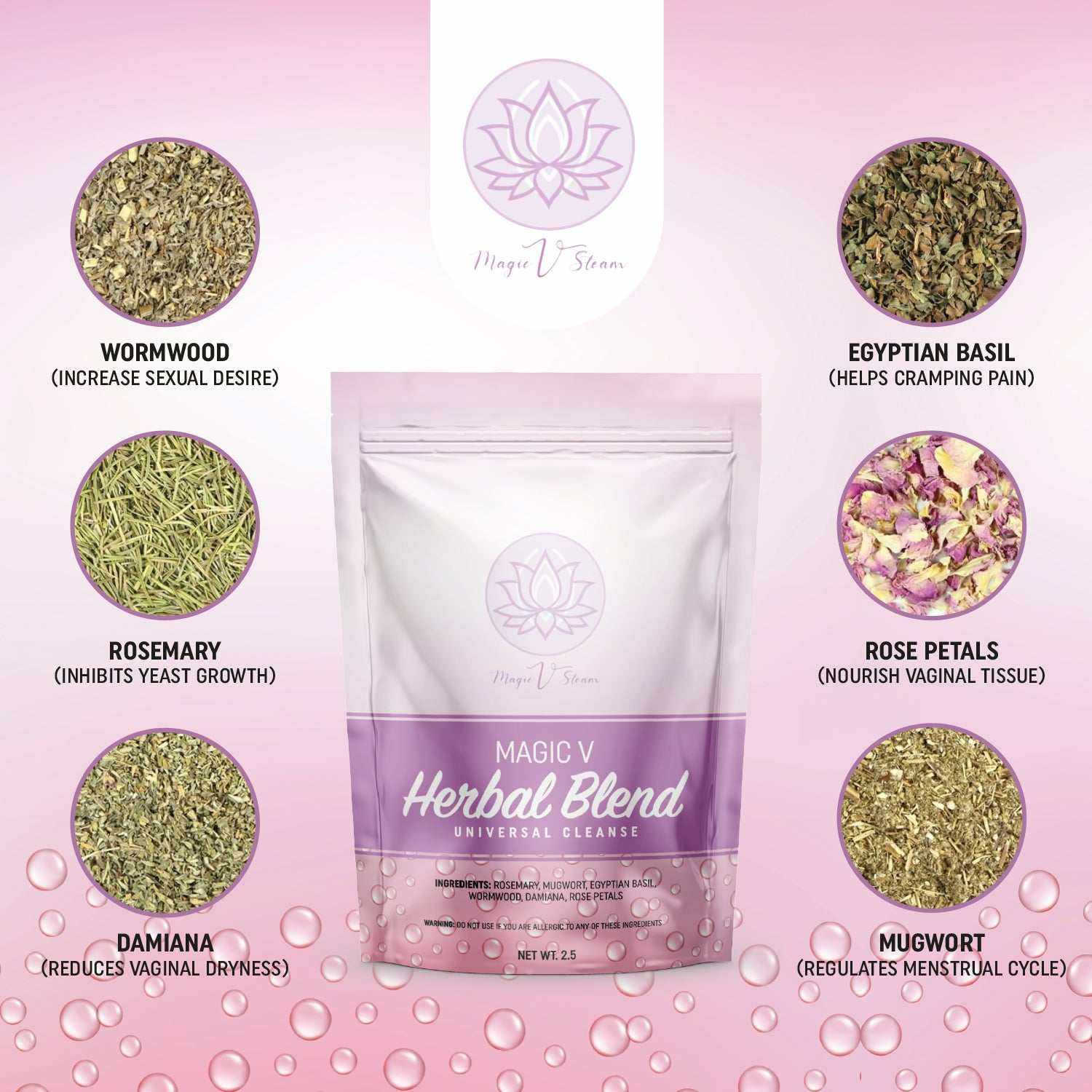 Magic V Steam Yoni Steam Herbs – Vaginal Cleansing ,Tightening, Natural V Steam Herbal Blend for Feminine Care – 6 Easy Clean Herbal Bags