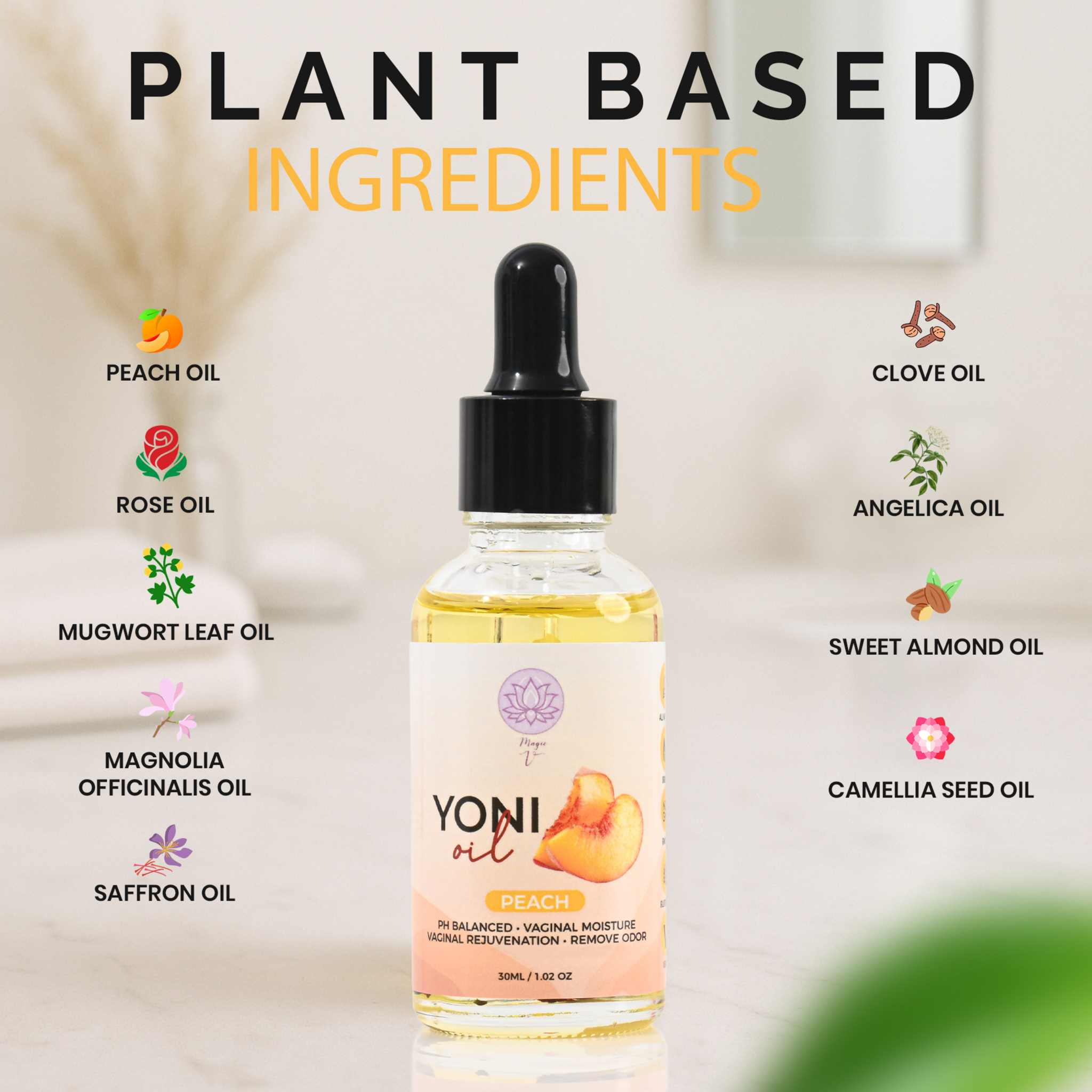 Yoni Oil for Feminine Care | Hydrating Intimate Wellness Oil Peach