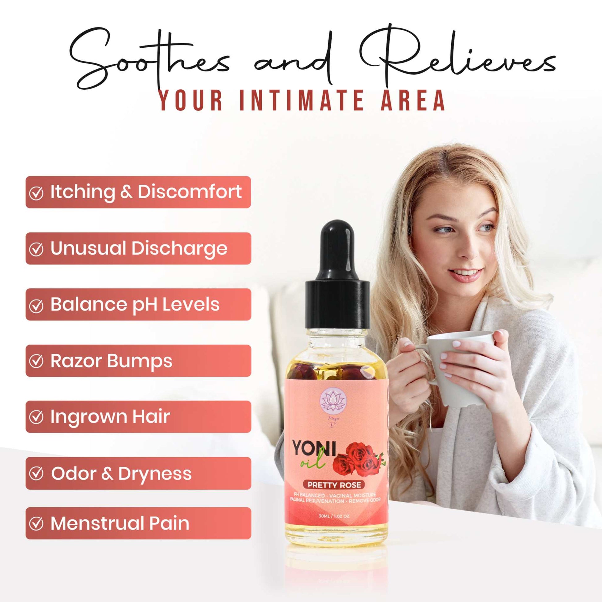 Rose Yoni Oil hydrating intimate wellness oil for feminine care and skin soothing