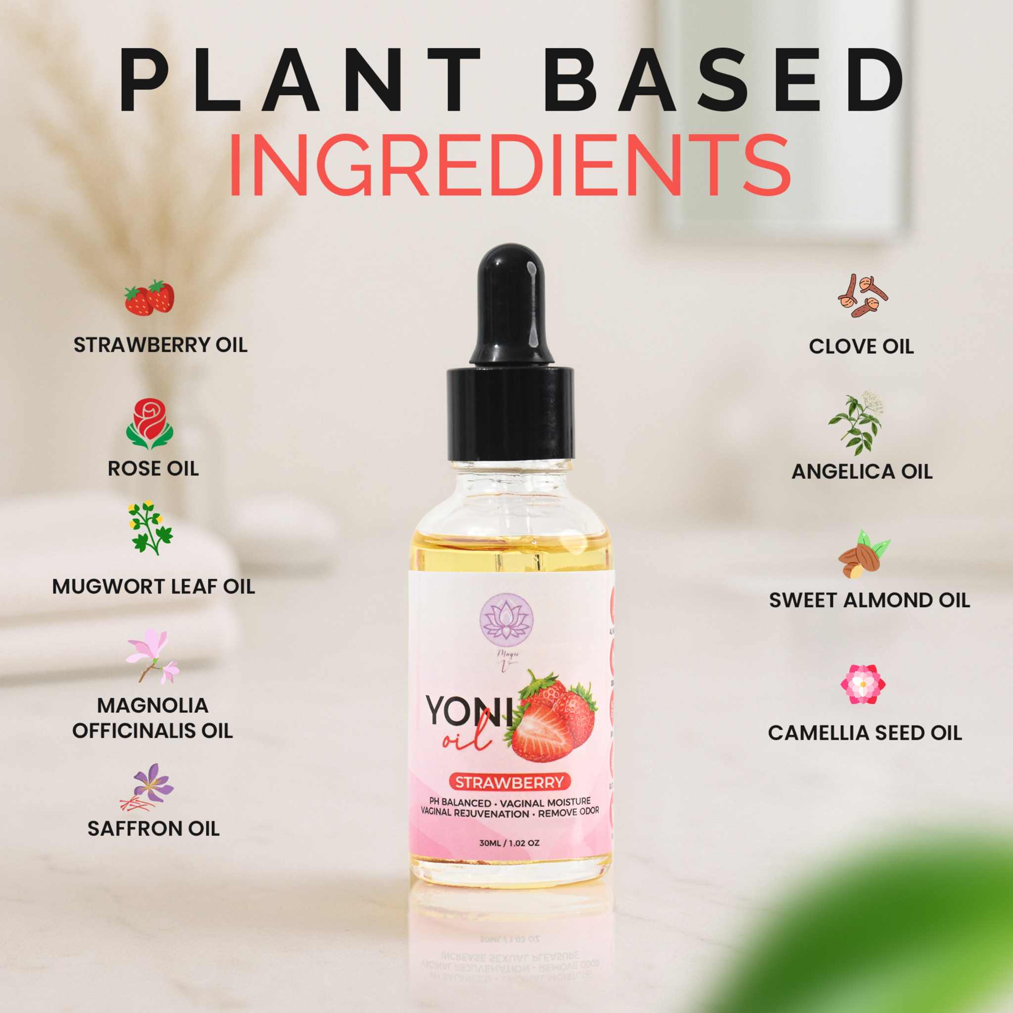 Strawberry Yoni Oil hydrating feminine care intimate wellness oil