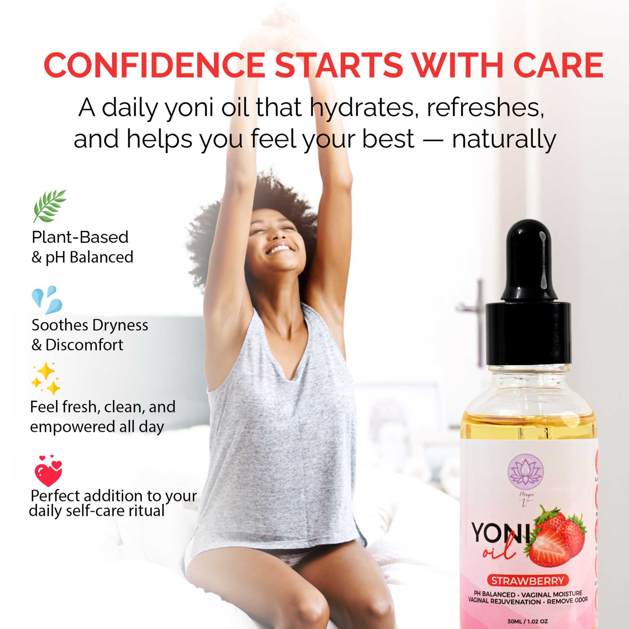 Strawberry Yoni Oil hydrating intimate wellness oil for feminine care and skin soothing