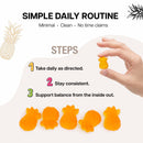 Premium Feminine Balance Gummies for women's vaginal health, pH support, hormonal balance, vegan and gluten-free tropical pineapple flavor, 90 gummies, 45 servings